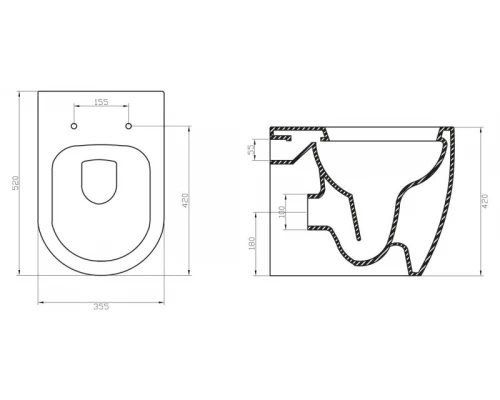 Приставной унитаз BelBagno Marino BB105CBR, безободковый