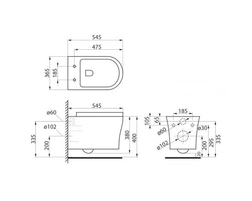 Подвесной унитаз BelBagno Ancona безободковый, белый, BB1224CHR-SM