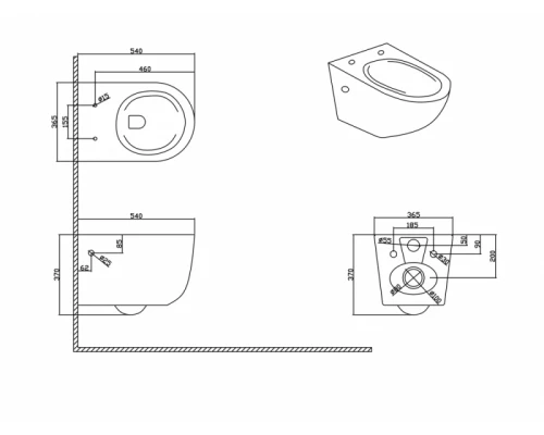 Подвесной безободковый унитаз Bravat Gina C21172UW-ENG сиденье с микролифтом, белый