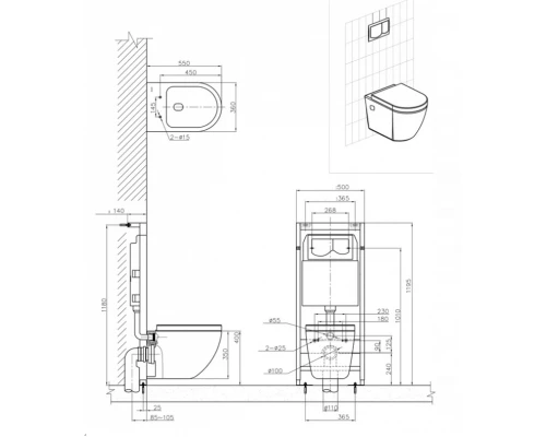 Подвесной унитаз Bravat Gina C2190UW-ENG сиденье с микролифтом, белый