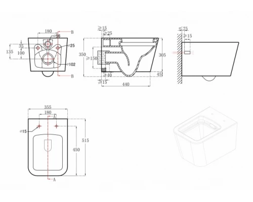 Подвесной унитаз Bravat Manno C21201UW-RUS сиденье с микролифтом, белый