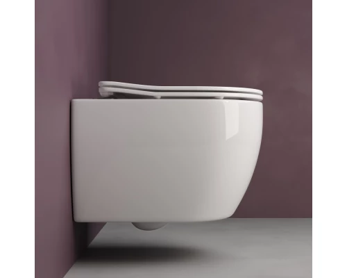 Подвесной безободковый унитаз Ceramica Nova Play Rimless, крышка микролифт, CN3001