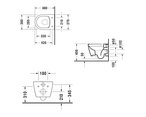 Подвесной унитаз Duravit Me by Starck 2530090000