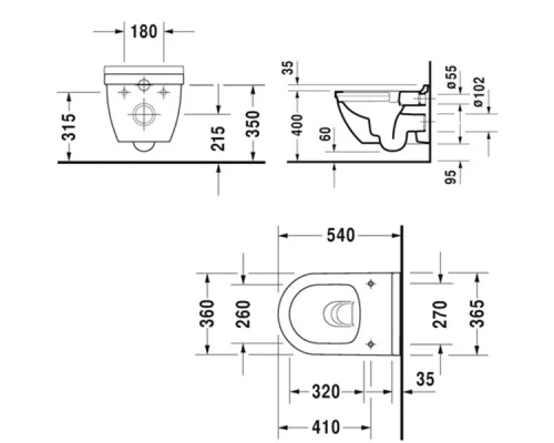 Подвесной унитаз Duravit Starсk 3, безободковый, крышка микролифт, 45270900A1