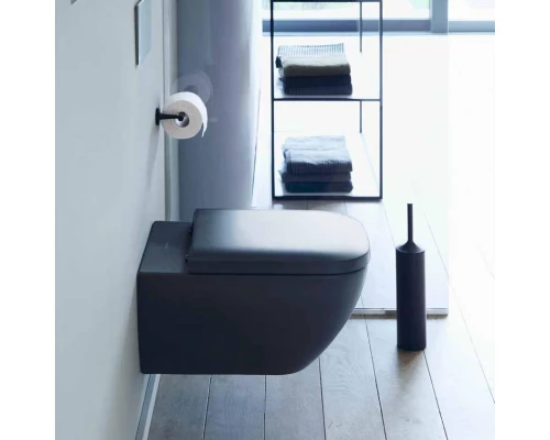 Подвесной унитаз Duravit Happy D.2 Plus 2222098900 36.5 x 54 см безободковый, с креплением Durafix, цвет антрацит матовый