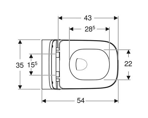 Подвесной безободковый унитаз Geberit Smyle Square Rimfree, крышка микролифт, 500.683.00.2