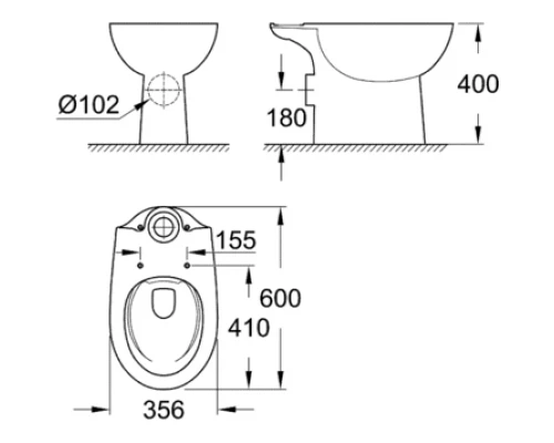 Напольный унитаз Grohe Bau Ceramic 39349000, безободковый