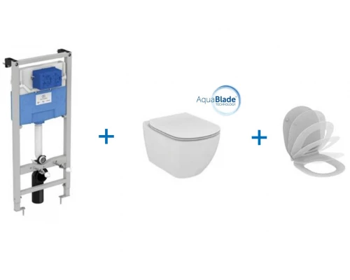 Инсталляция Ideal Standard T386801 с унитазом TESI AquaBlade T007901, сиденье микролифт, комплект