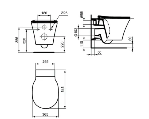 Инсталляция Ideal Standard Prosys с унитазом Connect Air Rimless, PR212101, сиденье микролифт, комплект