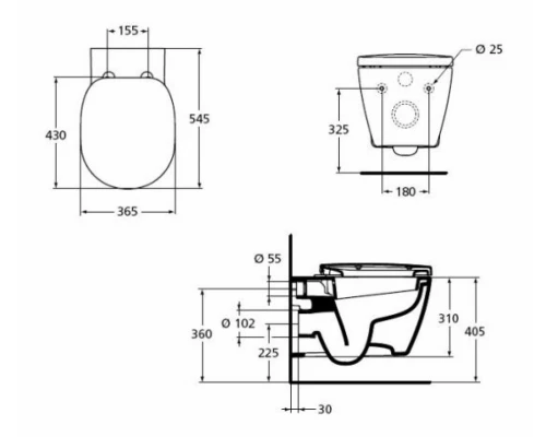 Подвесной унитаз Ideal Standard Connect W941102, крышка микролифт