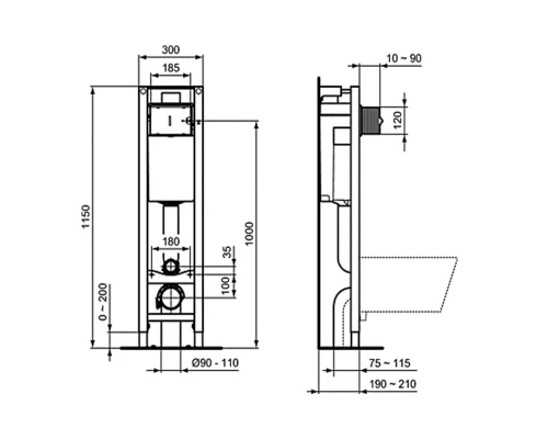 Инсталляция Ideal Standard ProSys Eco Frame M W220101 с унитазом Connect E803501, сиденье микролифт E712701, комплект