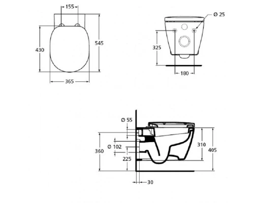 Инсталляция Ideal Standard ProSys Eco Frame M W220101 с унитазом Connect E803501, сиденье микролифт E712701, комплект