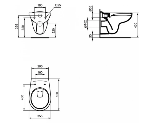 Инсталляция Ideal Standard ProSys Eco Frame M W660101 с унитазом Eurovit Rimless безободковый Cut Rimless c сиденьем микролифт E131801, комплект