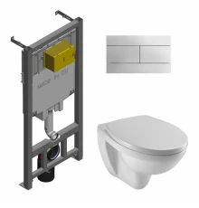 Инсталляция Jacob Delafon с унитазом Patio, E21734RU-00, сиденье микролифт клавиша хром, комплект