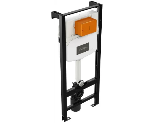 Инсталляция Jacob Delafon E21748RU-00 с безободковым унитазом Rodin+ EDY102, сиденье микролифт, клавиша черная круг (E24156+E20859-7-BMT+EDY102+E23280)