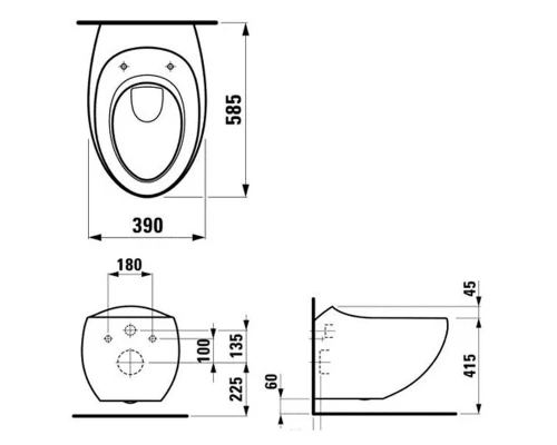 Подвесной унитаз безободковый Laufen Alessi One rimless 8.2097.1.400.000.1