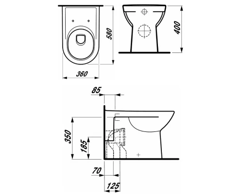 Приставной унитаз Laufen Pro 8.2295.1.000.000.1 выпуск Vario