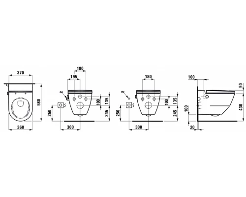 Подвесной унитаз-биде Laufen Cleanet Navia 8.2060.1.400.000.1 безободковый, крышка микролифт