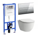 Инсталляция Laufen с безободковым унитазом Laufen Pro Rimless 8.6996.6.000.000.R, кнопка, сиденье микролифт, комплект Pack Laufen Pro Rimless