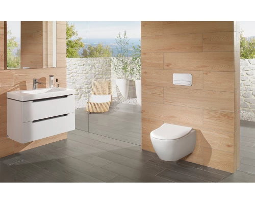 Подвесной безободковый унитаз Villeroy&Boch Subway 2.0 5614R201 alpin, крышка с микролифтом