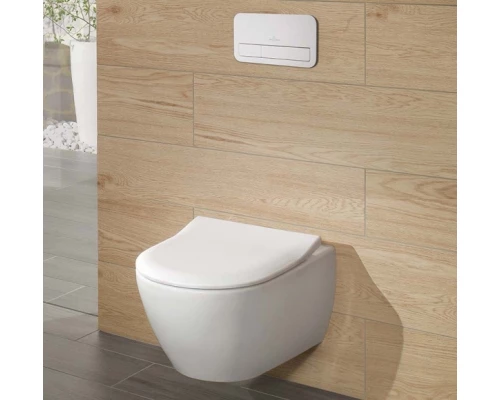 Подвесной безободковый унитаз Villeroy&Boch Subway 2.0 5614R201 alpin, крышка с микролифтом