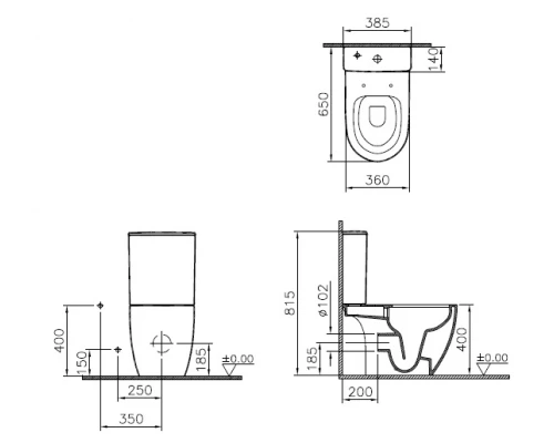 Напольный унитаз Vitra Sento 9830B003-7204 крышка с микролифтом, безободковый