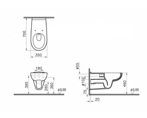 Подвесной унитаз Vitra Conforma 5810B003-6234, безободковый, с сиденьем для людей с ограниченными возможностями