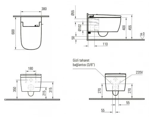 Подвесной унитаз подвесной VitrA V-Care Basik 5674B003-6193, с системой дозирования моющих и дезодорирующих средств,  крышка микролифт с функцией биде