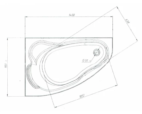 Акриловая ванна 1MarKa Lil 140x90 L/R асимметричная, белая