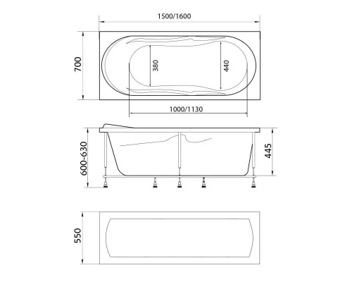 Ванна 1MarKa VITA, прямоугольная, 150 х 70 см (01вит1570)