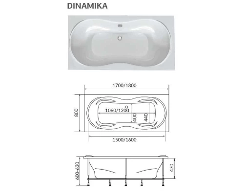 Ванна 1MarKa Dinamika 170 x 80 см (01ди1780)