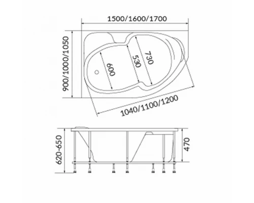 Акриловая ванна 1MarKa DIANA 170х105