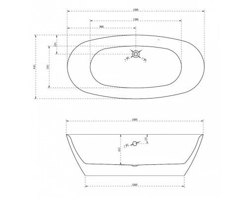Ванна акриловая Abber AB9205, цвет - белый, 180 х 84 х 54 см