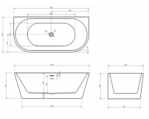 Ванна акриловая Abber AB9216-1.7, 170 x 80 см
