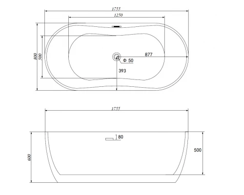 Ванна акриловая Abber 175 x 80 см