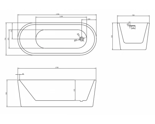 Ванна акриловая Abber AB9272-1.7 170 х 70 x 58 см отдельностоящая, белая