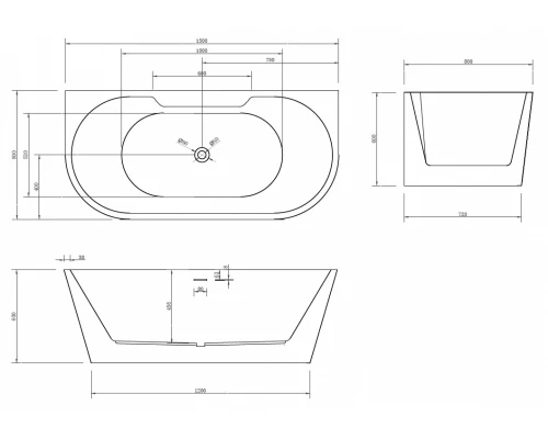 Ванна акриловая Abber AB9296-1.5 150 х 80 x 60 см пристенная, белая