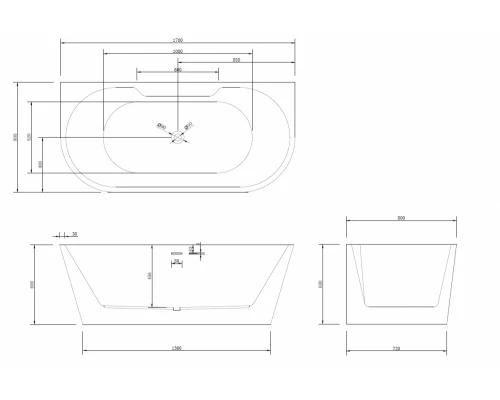Ванна акриловая Abber AB9296-1.7 170 х 80 x 60 см пристенная, белая