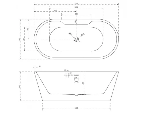 Ванна акриловая Abber AB9299-1.7 170 х 80 x 60 см отдельностоящая, белая