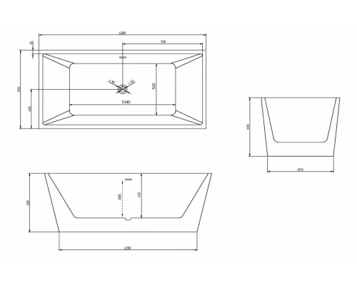 Ванна акриловая Abber AB9224-1.5 150 х 80 x 60 см без гидромассажа, отдельностоящая, белая