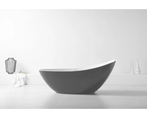 Ванна акриловая Abber AB9233G 184 х 79 x 77 см без гидромассажа, отдельностоящая, серая