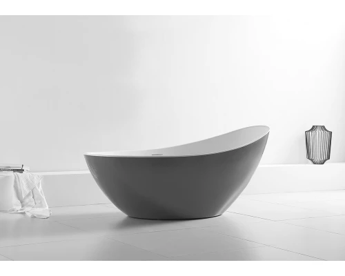 Ванна акриловая Abber AB9233G 184 х 79 x 77 см без гидромассажа, отдельностоящая, серая