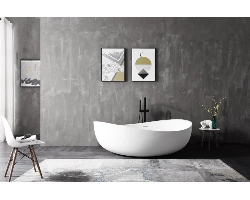 Ванна акриловая Abber AB9239 180 х 110 x 62 см без гидромассажа, отдельностоящая, белая