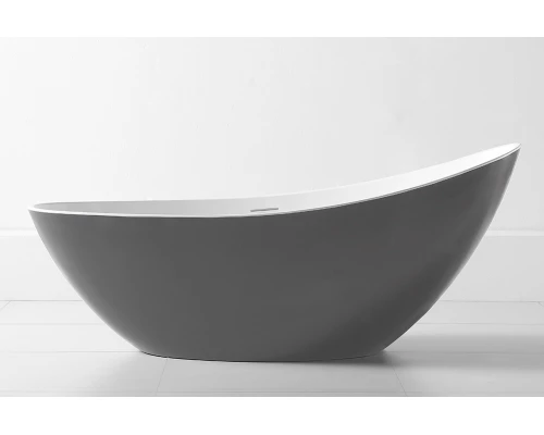 Ванна акриловая Abber AB9233G 184 х 79 x 77 см без гидромассажа, отдельностоящая, серая
