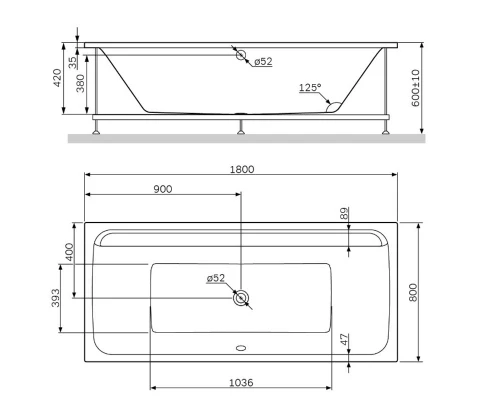 Акриловая ванна Am.Pm Inspire 2.0 W52A-180-080W-A, 180 x 80 см