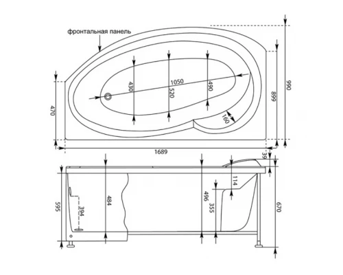 Акриловая ванна Aquanet Jersey 170x90, 002039 L/R (203988/203989)