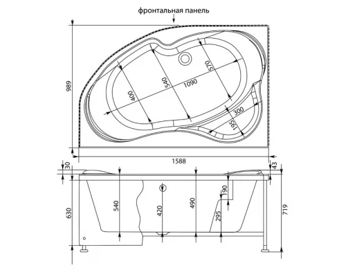 Ванна акриловая Aquanet Capri 160 x 100 см (203911/203915)