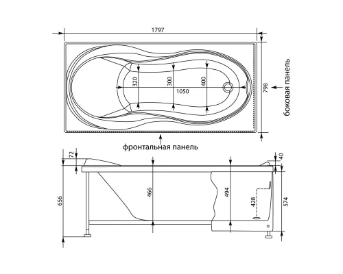 Ванна акриловая Aquanet Grenada 00203971 180 x 80 см