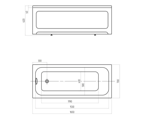 Ванна акриловая Aquatek Мия 165 х 70 см (MIY165-0000001)