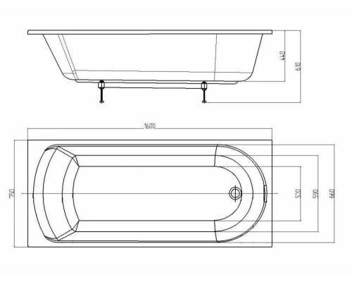 Акриловая ванна Aquatek Ника 160х75